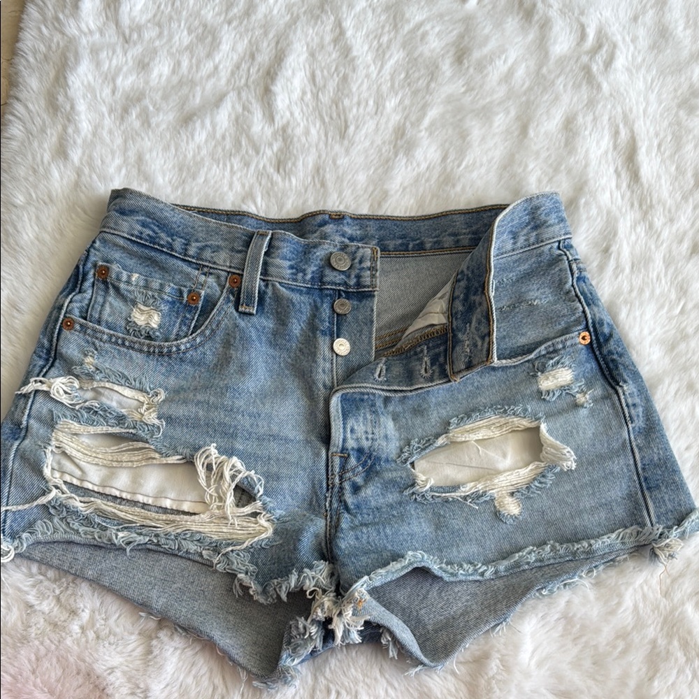 Distressed Denim Shorts